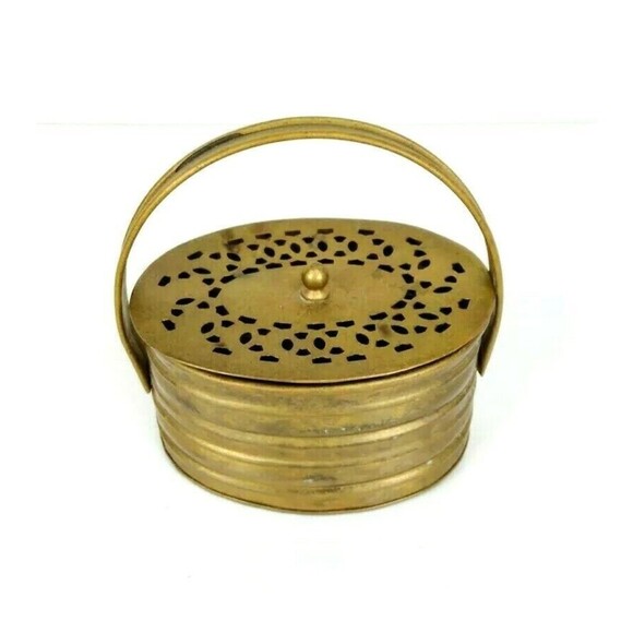 Vintage Potpourri Incense Brass Cricket Cage Trinket Box with Lid Made in India - Picture 3 of 8